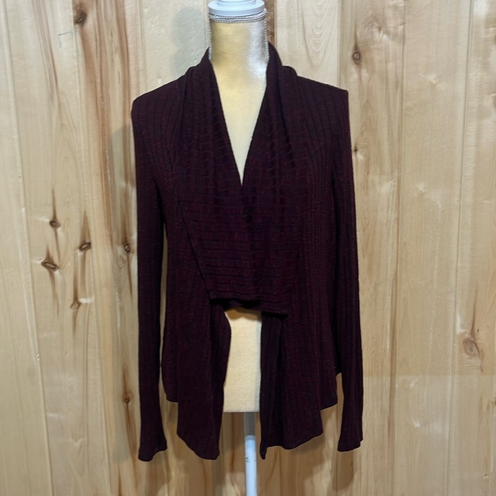 Michael Stars Maroon‎ Lightweight Flowy Ribbed Cardigan One Size